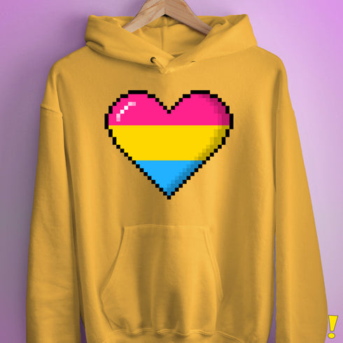 Pansexual Pride 8-Bit Pixel Heart Hoodie - Mustard